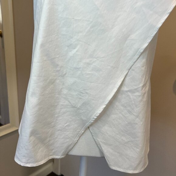 Zara Basic White Sleeveless Wrap top with beaded collar, Size Medium - Picture 4 of 13